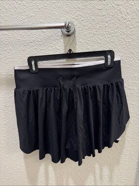 Black Athletic Skort with Drawstring Waist
